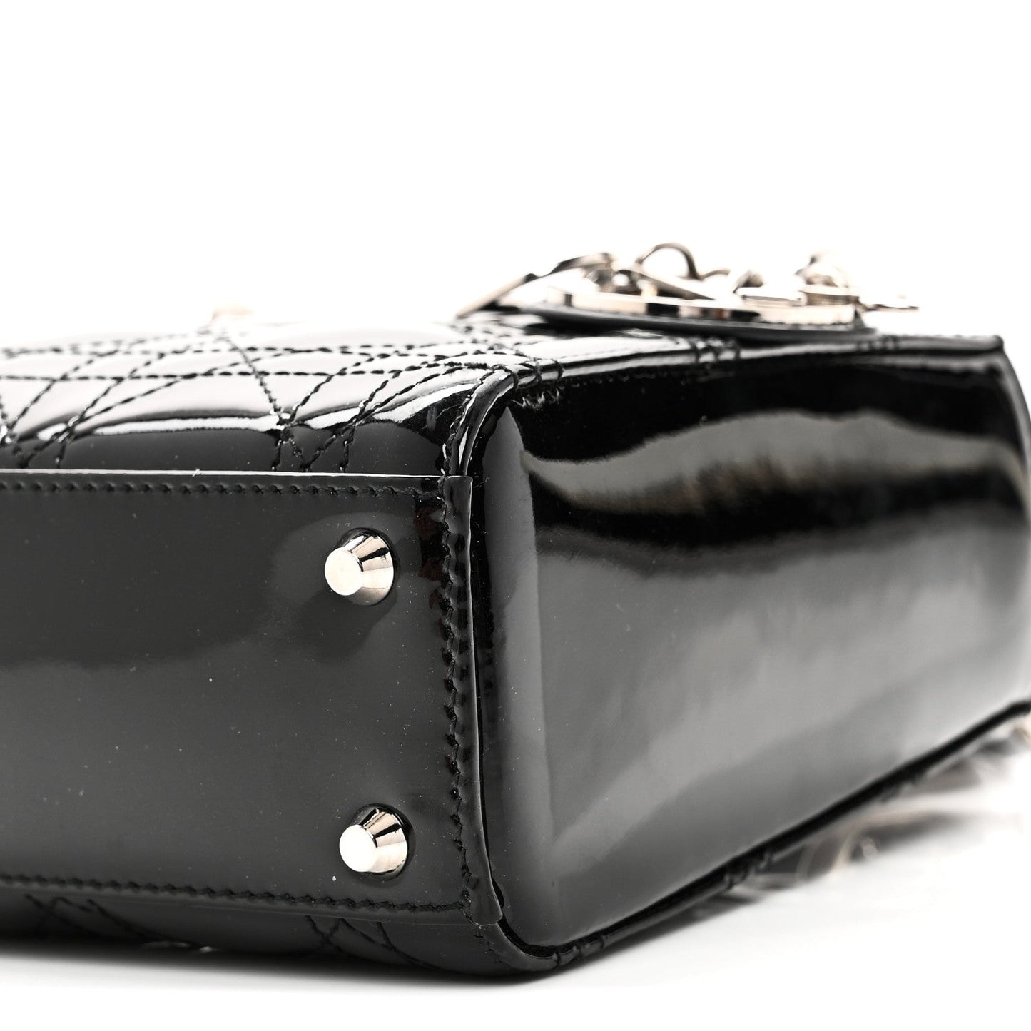 Patent Cannage Mini Lady Dior Black