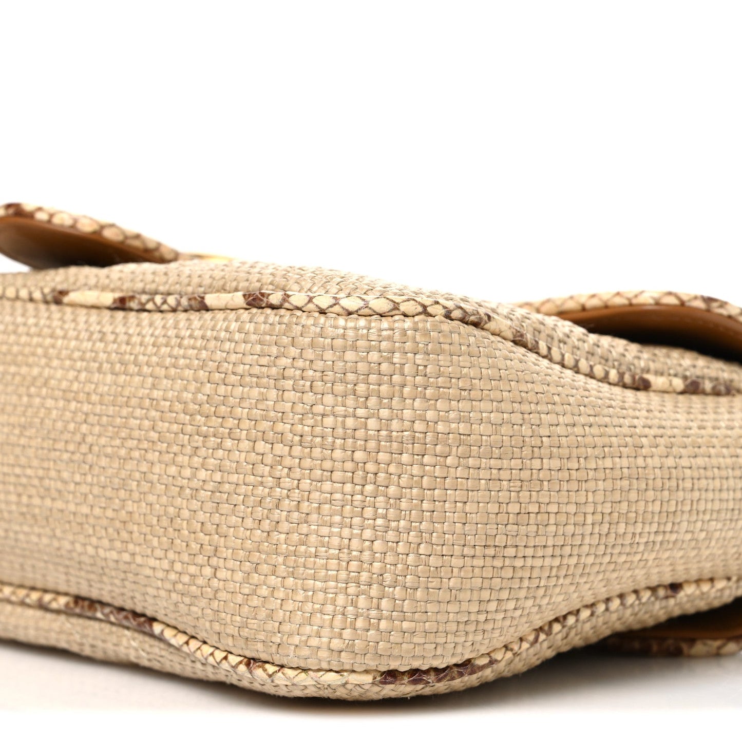 Raffia Elaphe Matelasse Small GG Marmont Shoulder Bag Natural Cream Brown