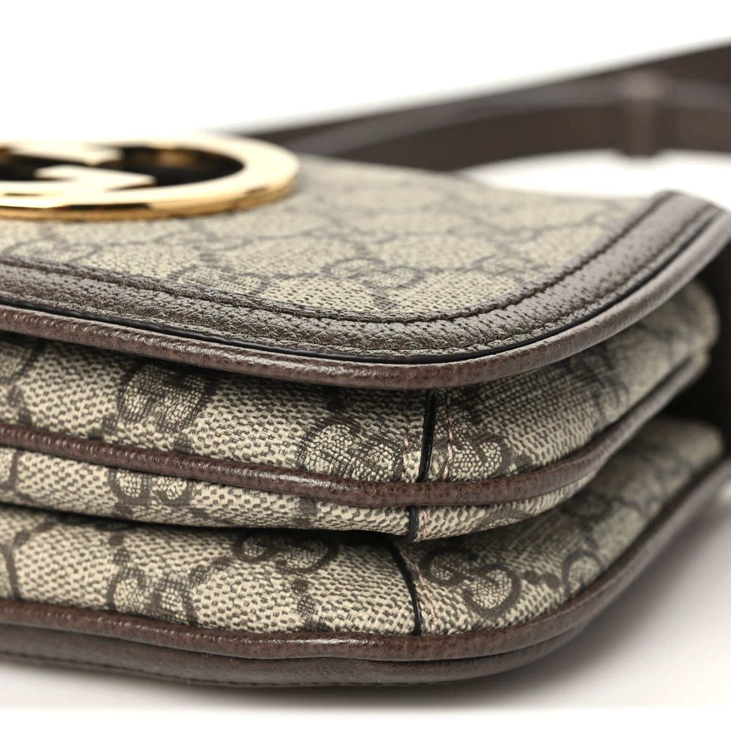 GG Supreme Monogram Textured Dollar Calfskin Mini Blondie Chain Shoulder Flap Bag Beige Ebony New Acero