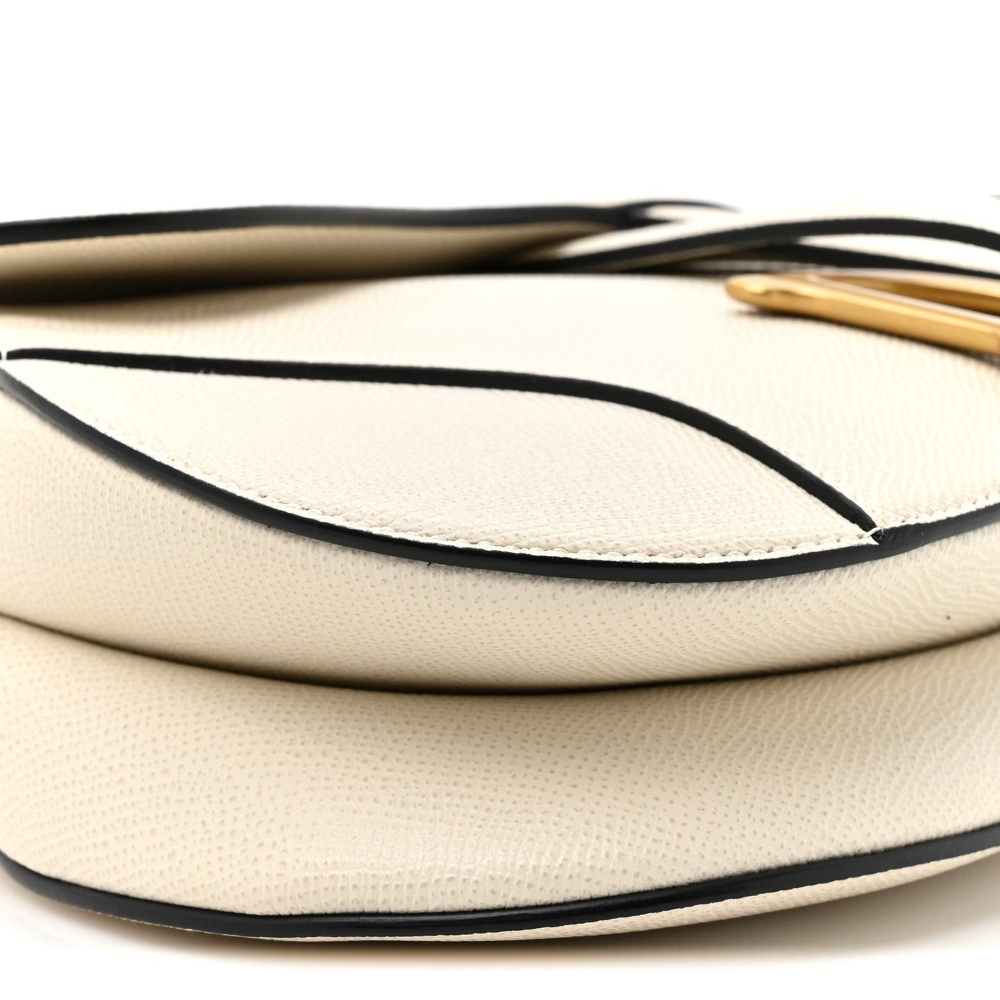 Grained Calfskin Saddle Bag With Strap Latte