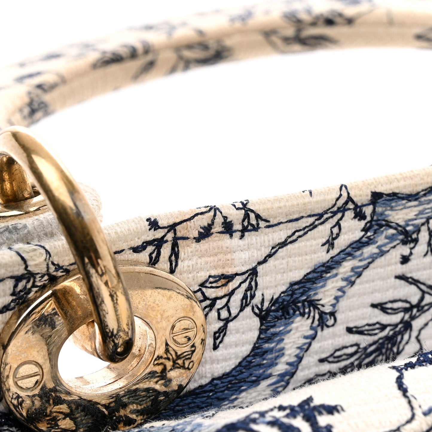 Canvas Embroidered Toile De Jouy Soleil Medium Lady D-Lite Blue