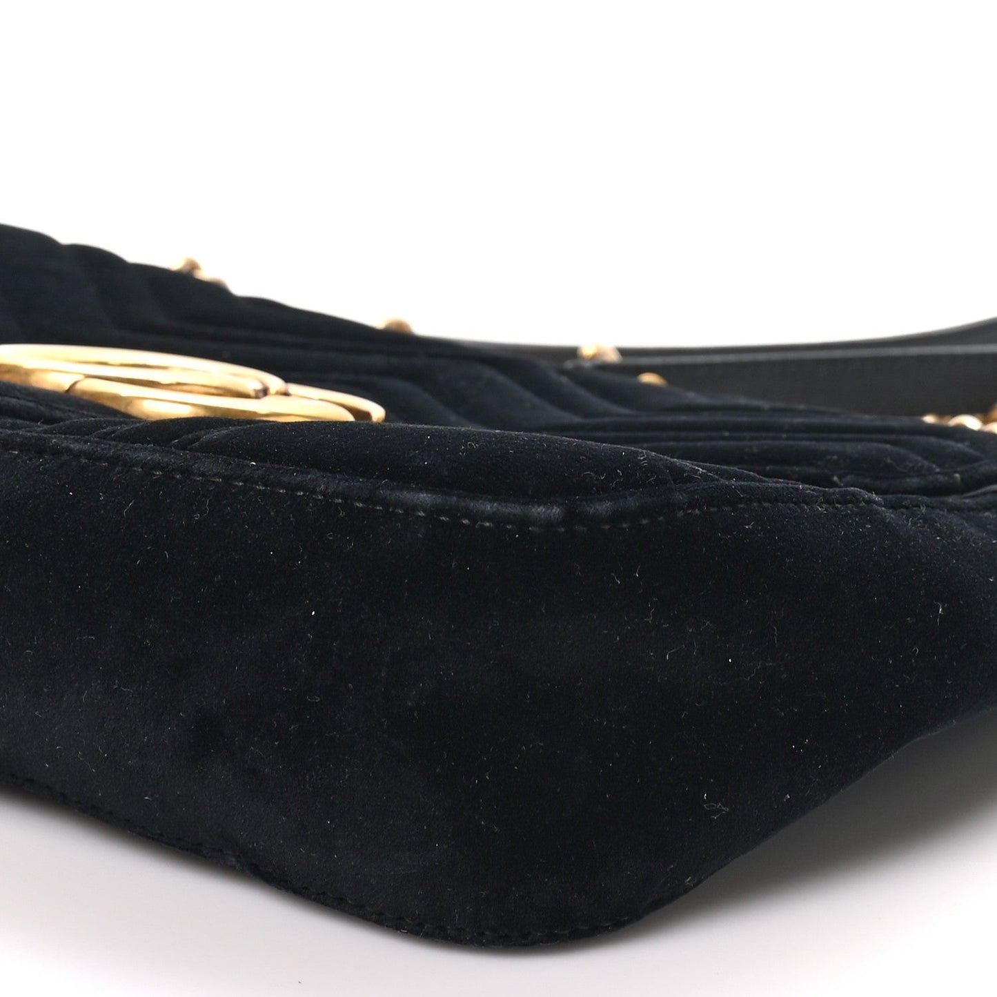 Velvet Matelasse Medium GG Marmont Shoulder Bag Black