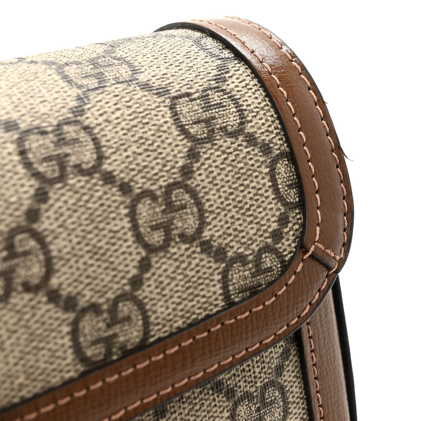 GG Supreme Monogram Small Horsebit 1955 Chain Shoulder Bag Beige Ebony Brown Sugar