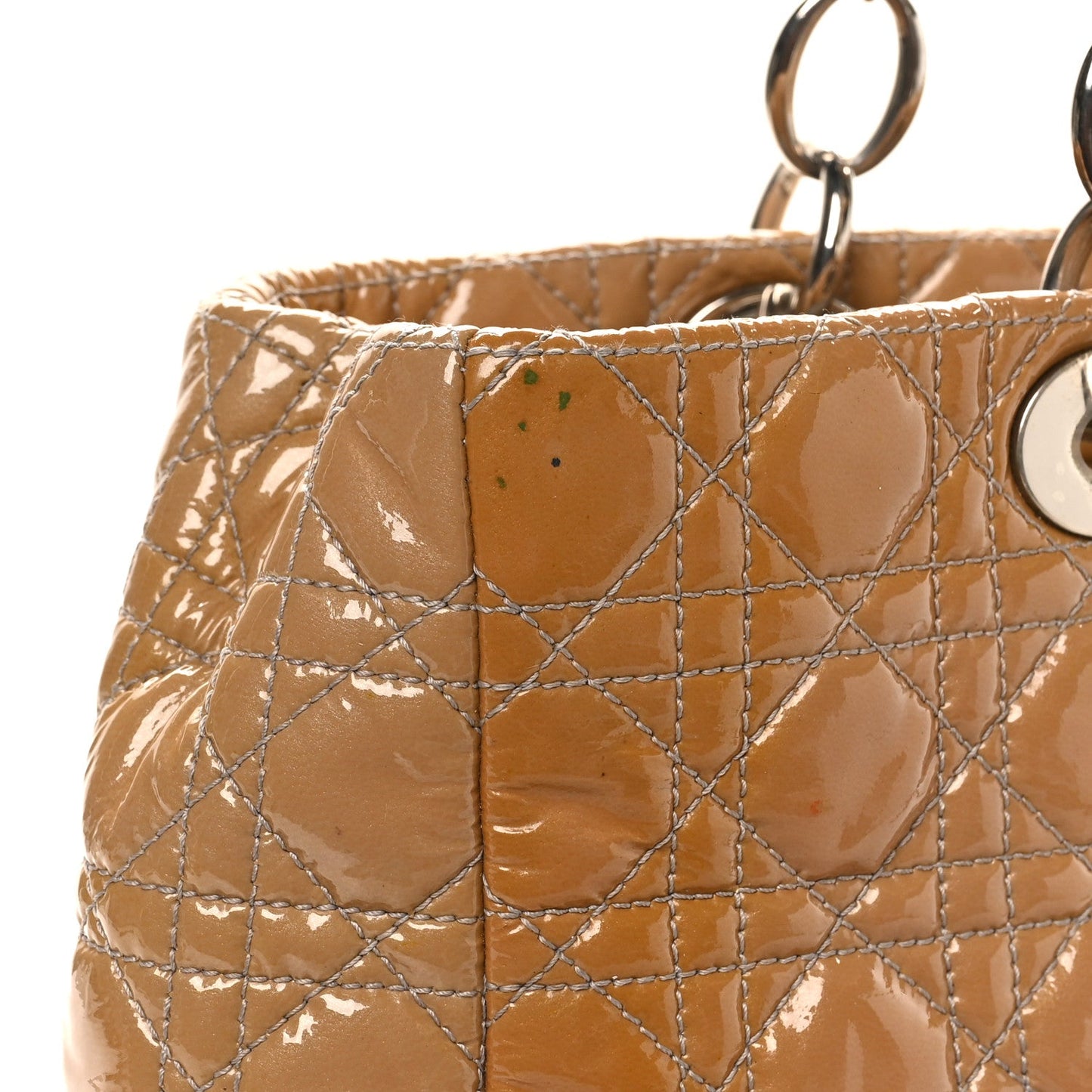 Patent Cannage Large Dior Soft Shopping Tote Beige