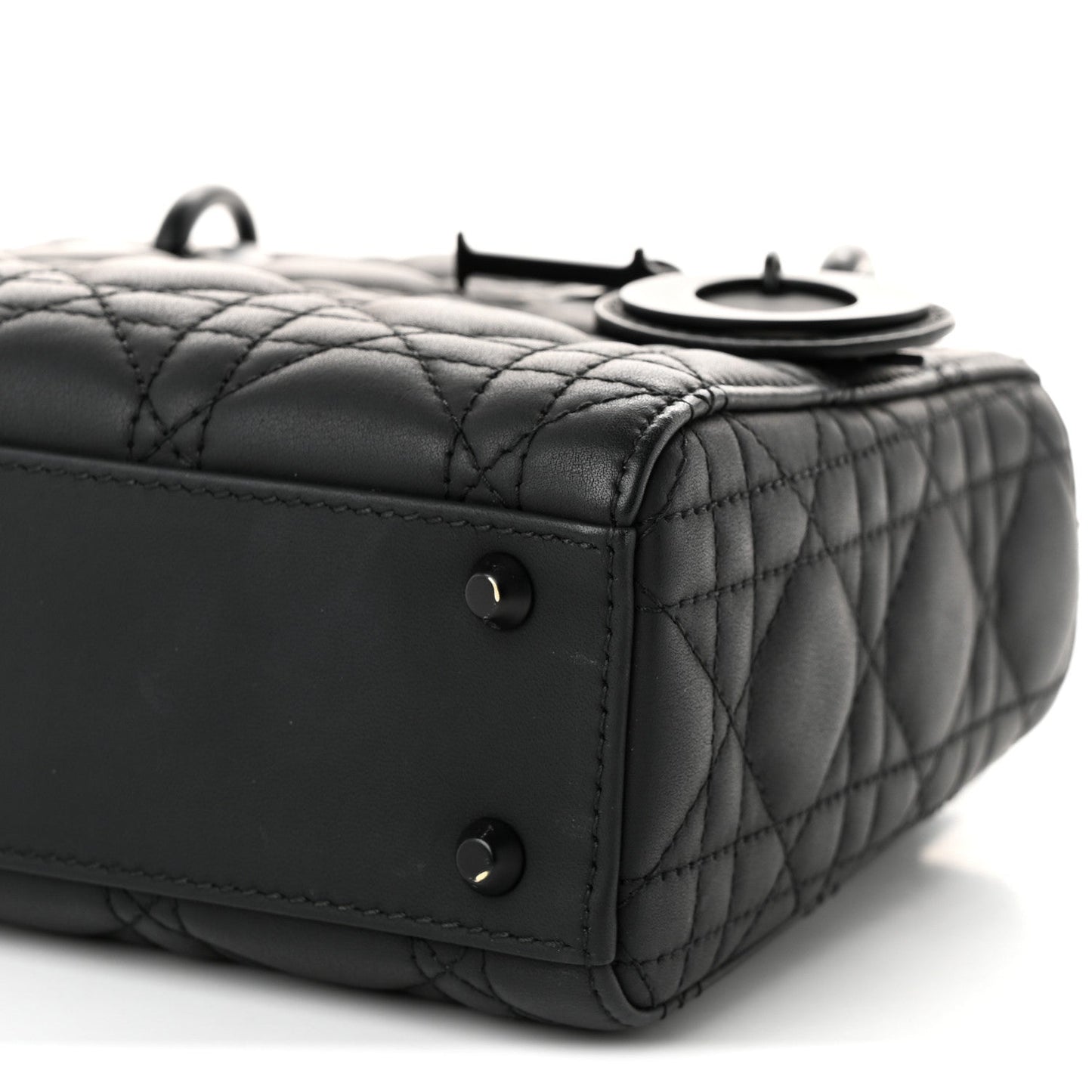Ultra Matte Calfskin Cannage Mini Lady Dior Black