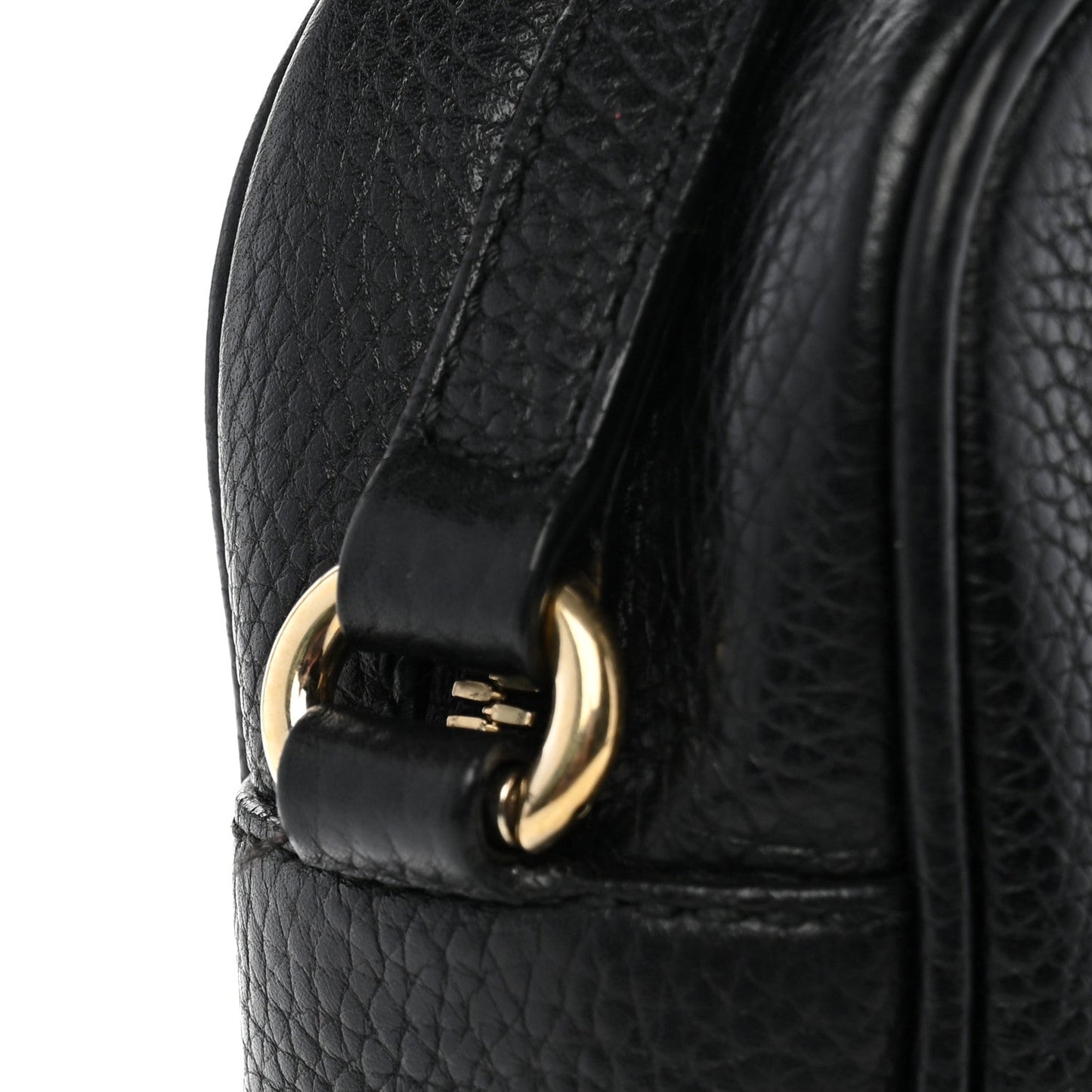 Pebbled Calfskin Small Soho Disco Bag Black