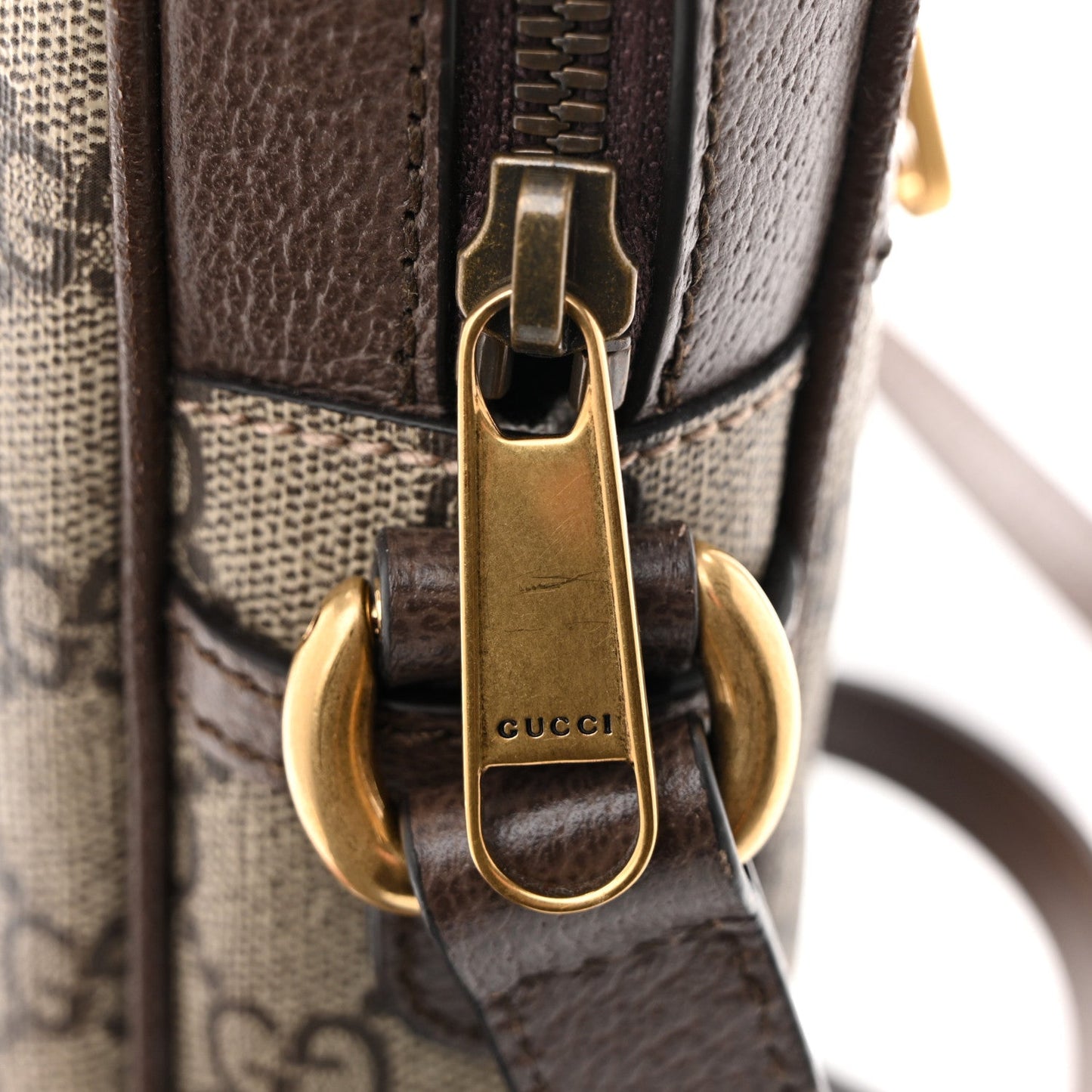 GG Supreme Monogram Web Medium Ophidia Messenger Bag Brown
