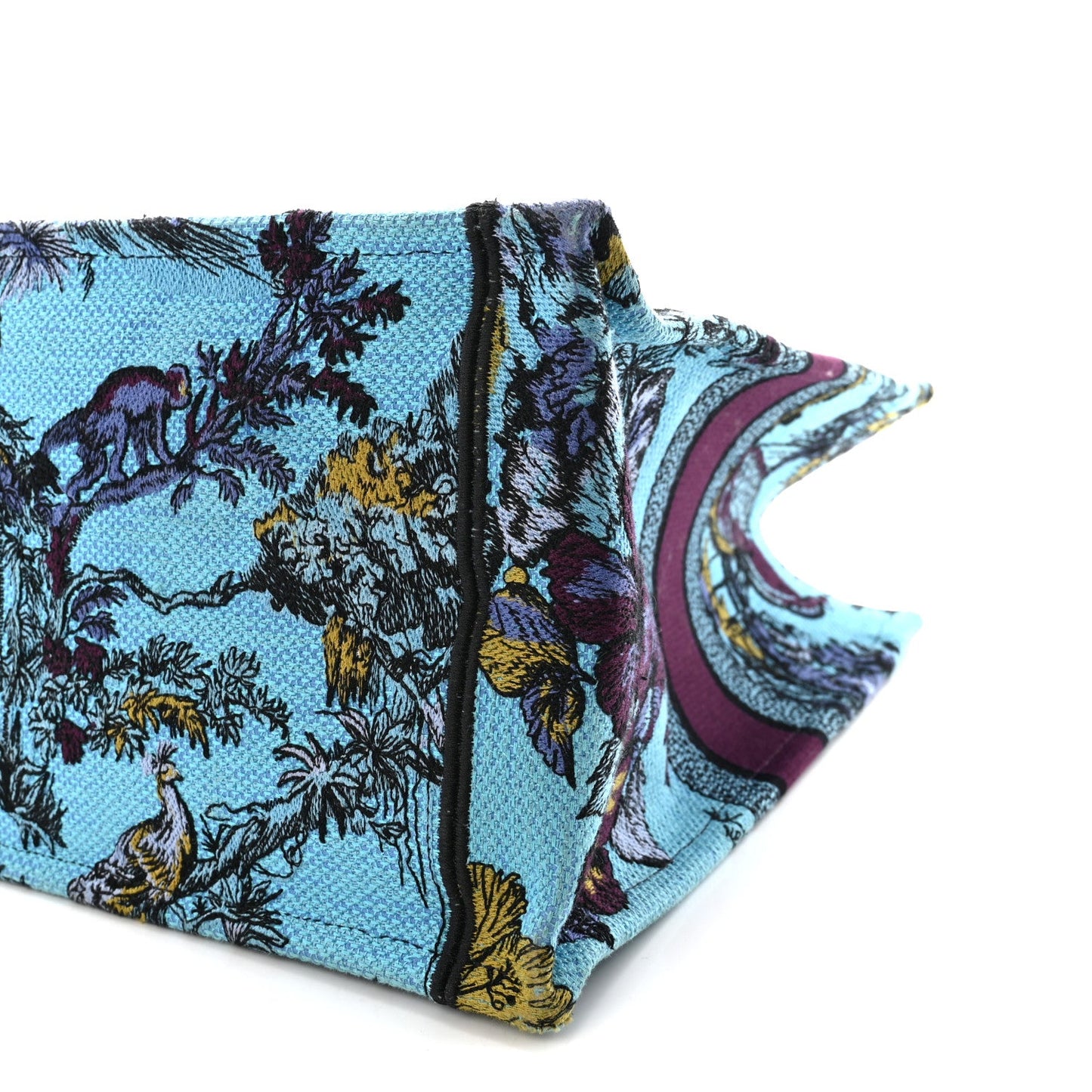 Canvas Embroidered Large Toile de Jouy Voyage Book Tote Celestial Blue