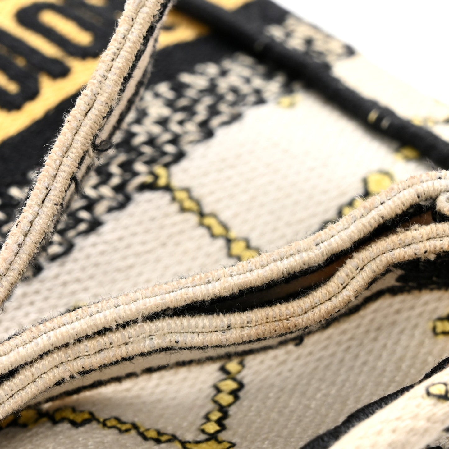 Canvas Embroidered Pixel Zodiac Mini Book Tote Phone Bag Latte Multicolor