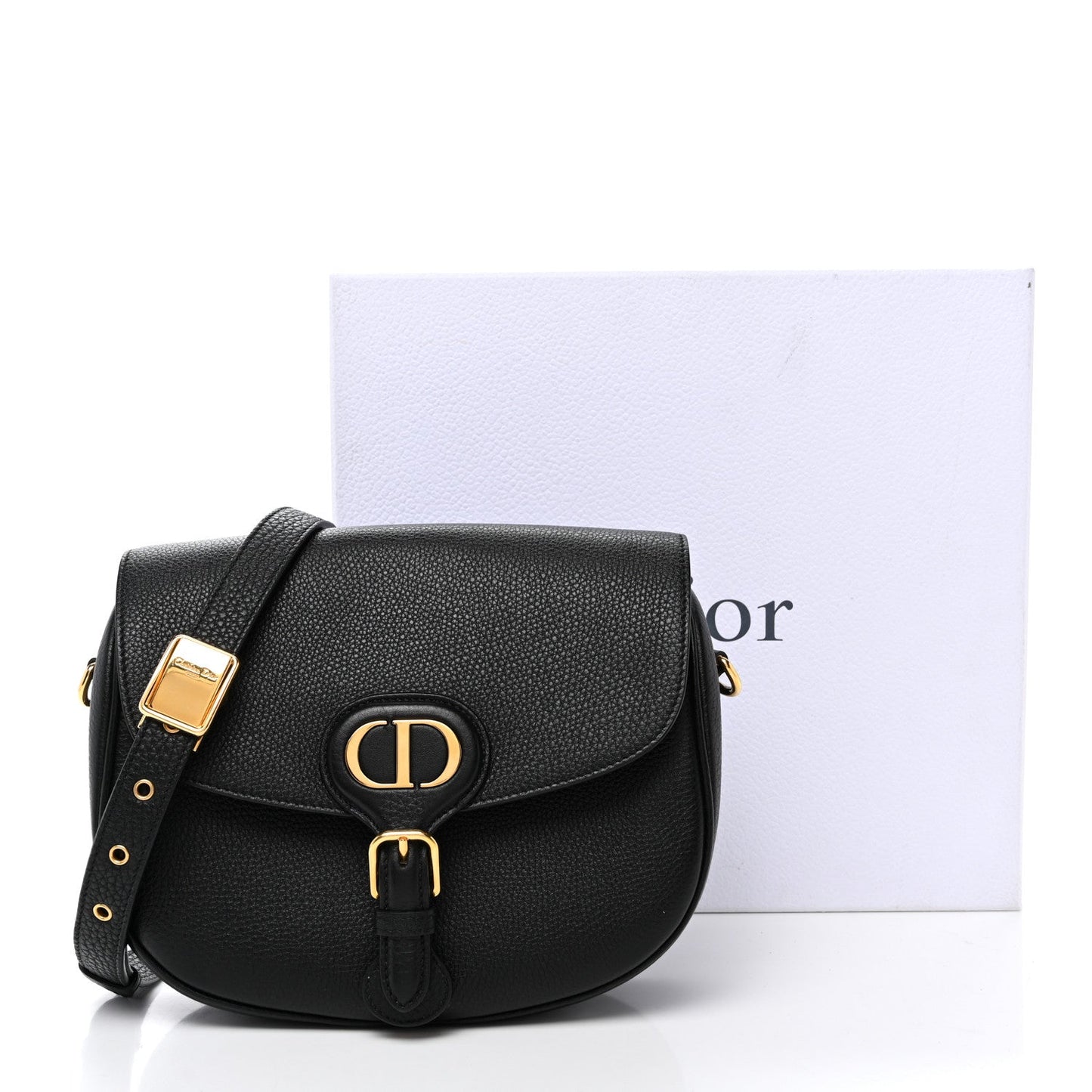 Grained Calfskin Medium Bobby Flap Black