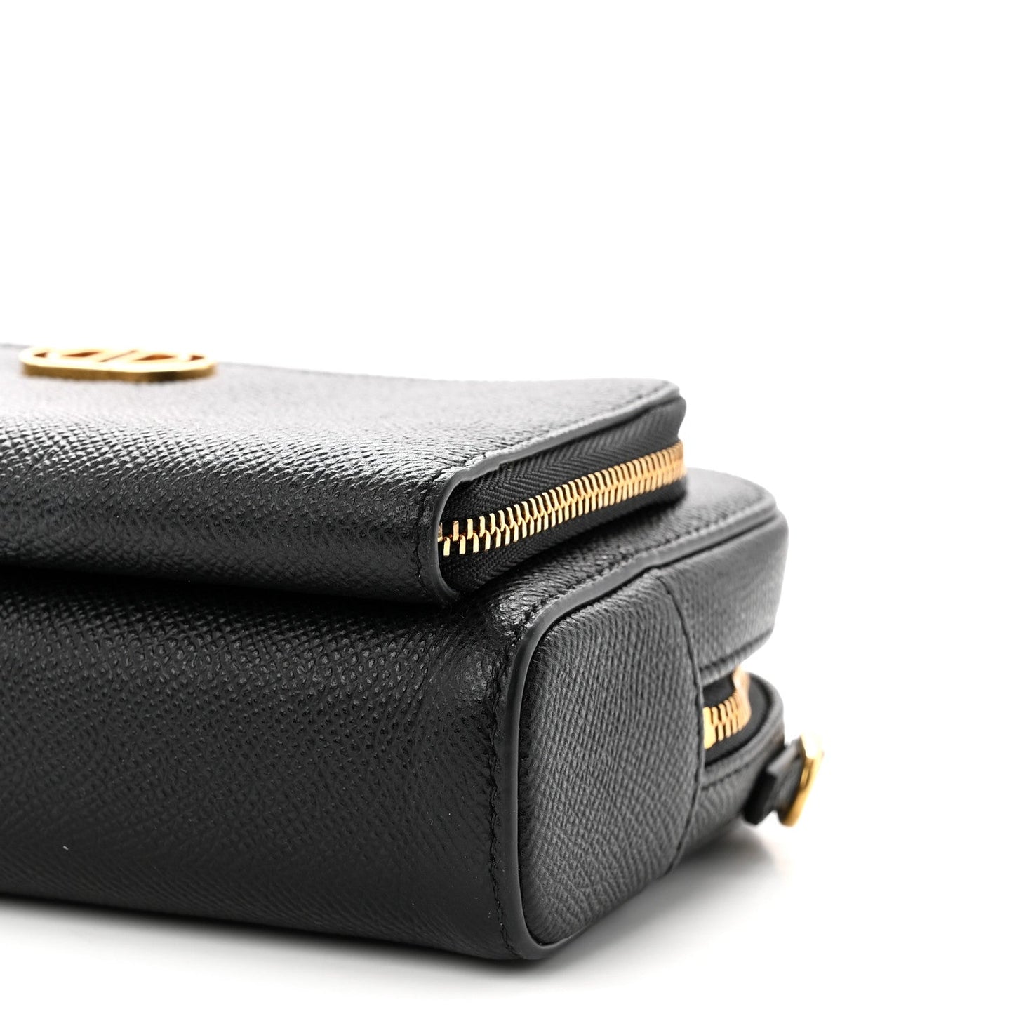 Grained Calfskin Caro Double Pouch Black