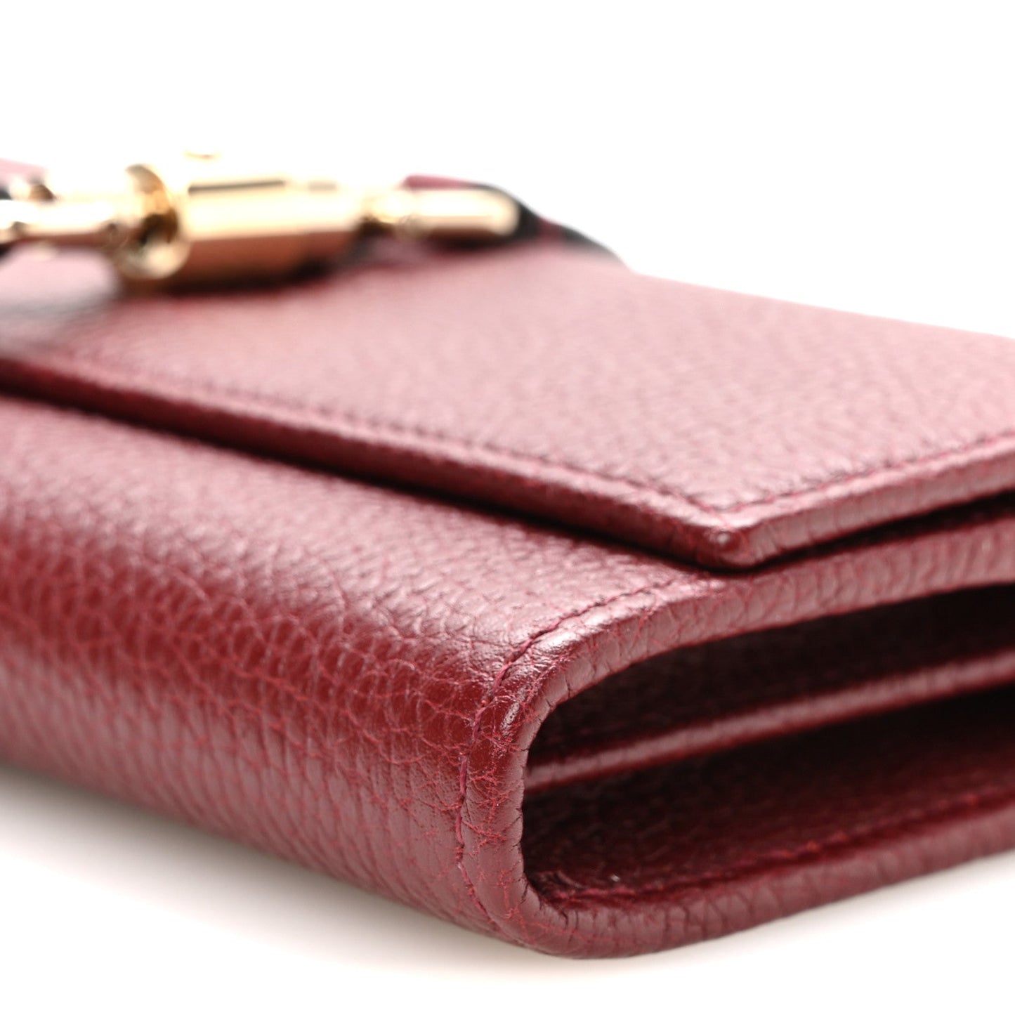 Pebbled Calfskin Jackie 1961 Chain Wallet Burgundy
