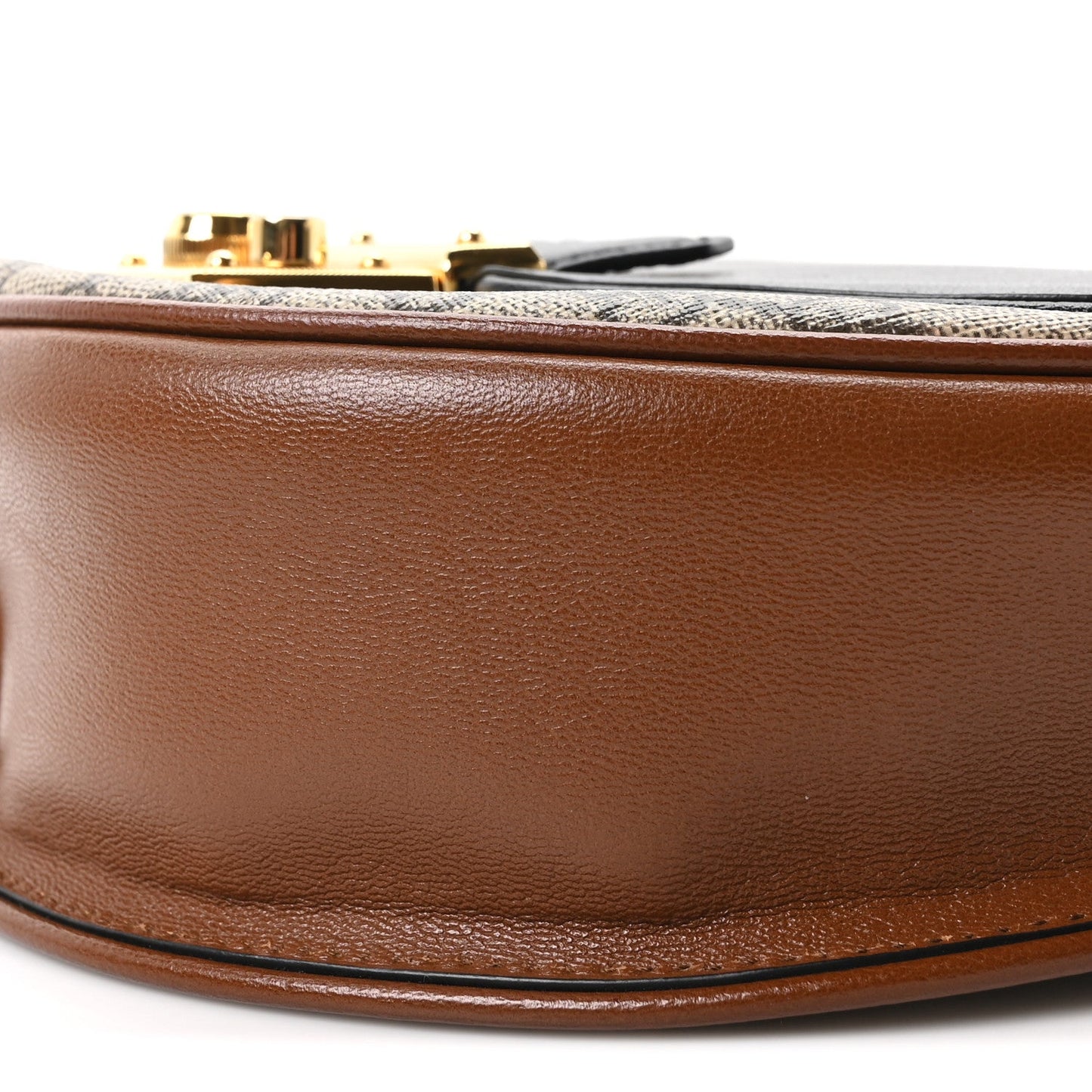 GG Supreme Monogram Calfskin Small Padlock Messenger Shoulder Bag Beige Black Cuir