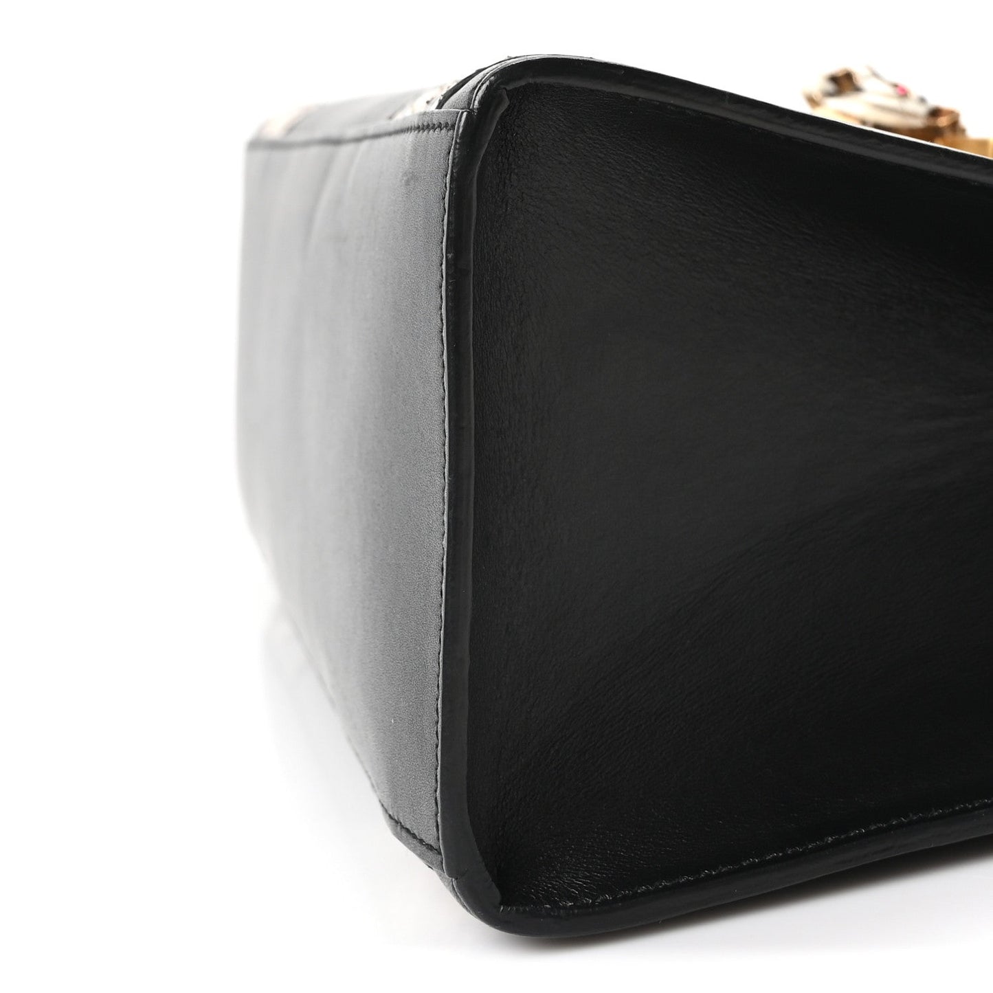 Calfskin Snakeskin GG Supreme Monogram Medium Osiride Top Handle Bag Black
