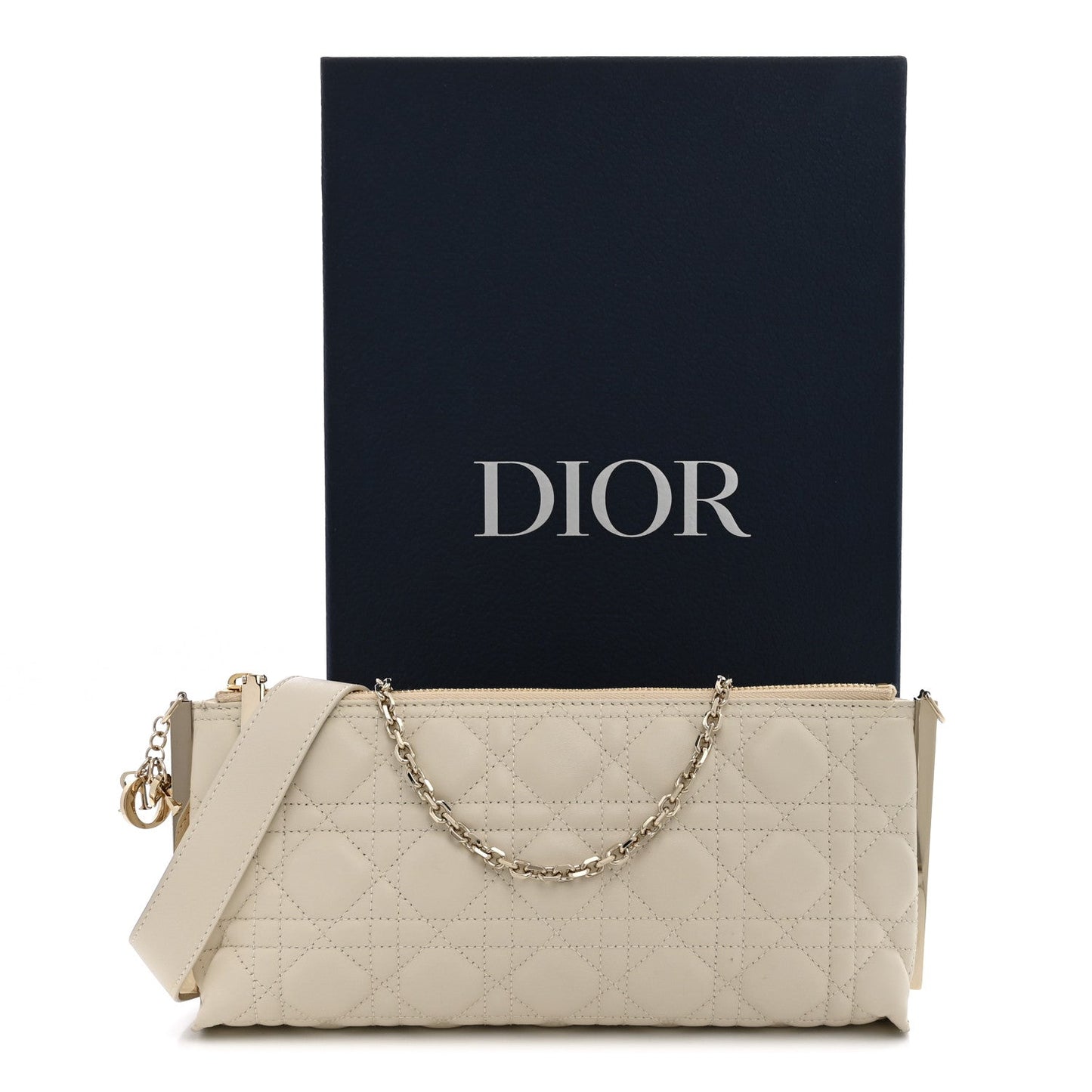 Lambskin Cannage Dior Club Bag Dusty Ivory