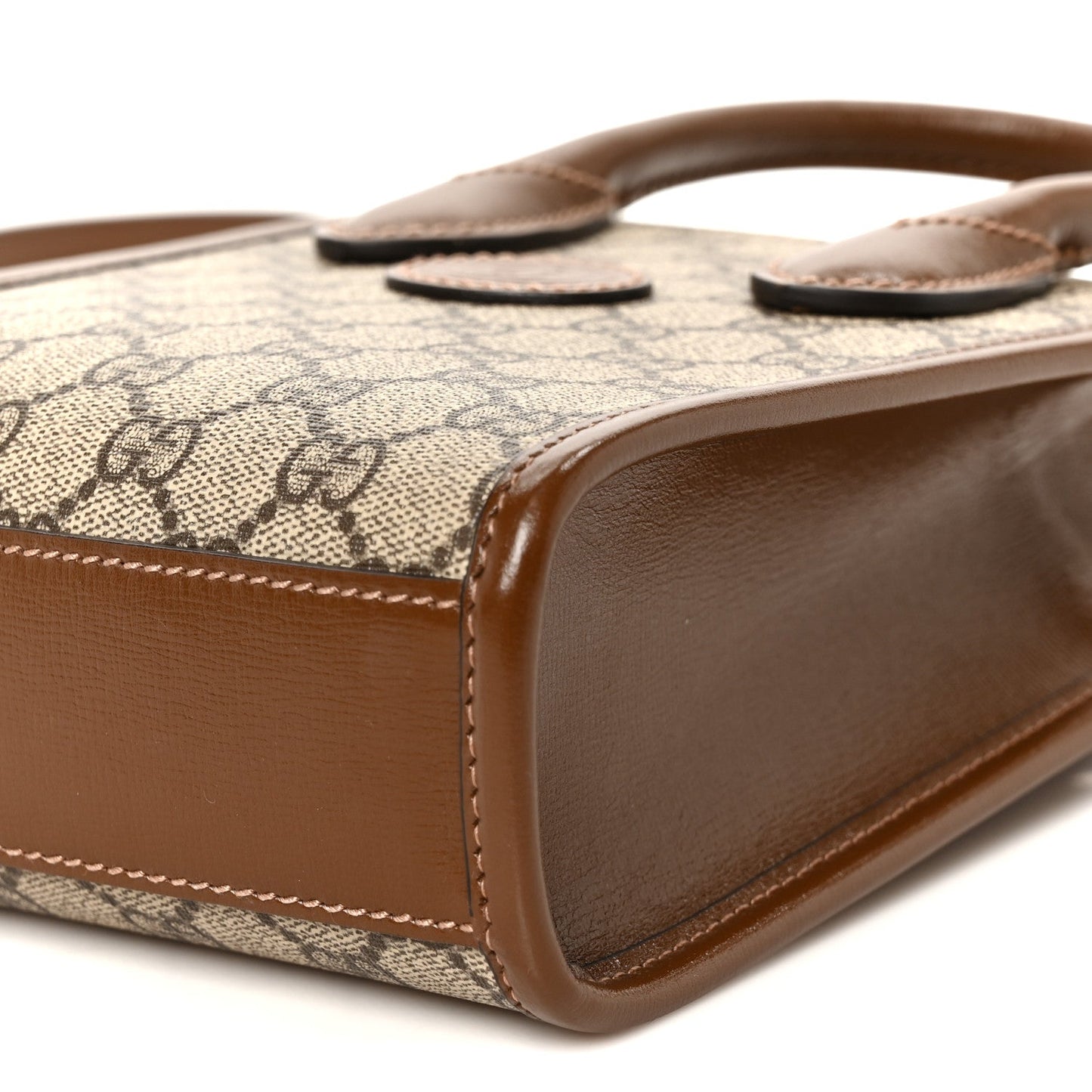 GG Supreme Monogram Azalea Calfskin Mini Retro Interlocking G Tote Bag Beige Ebony Brown Sugar
