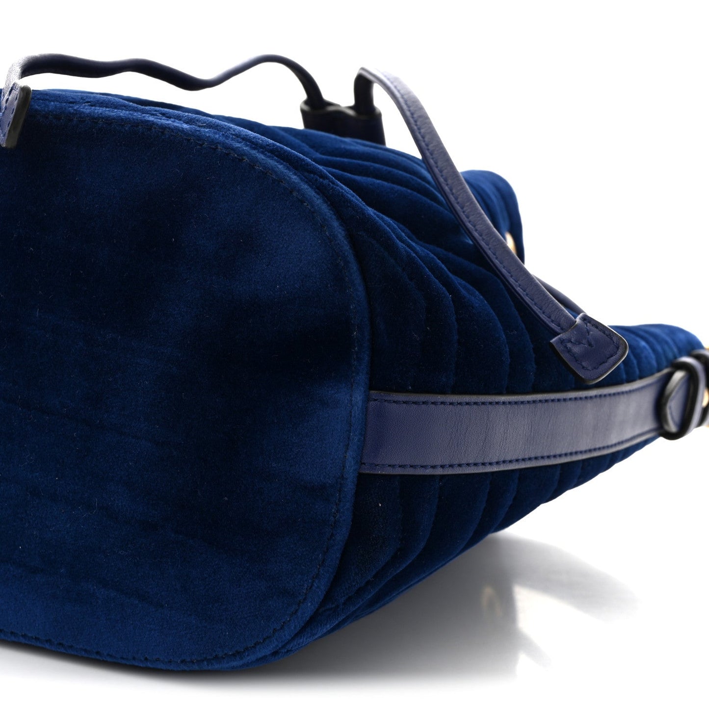 Velvet Matelasse GG Marmont Bucket Bag Cobalt Blue
