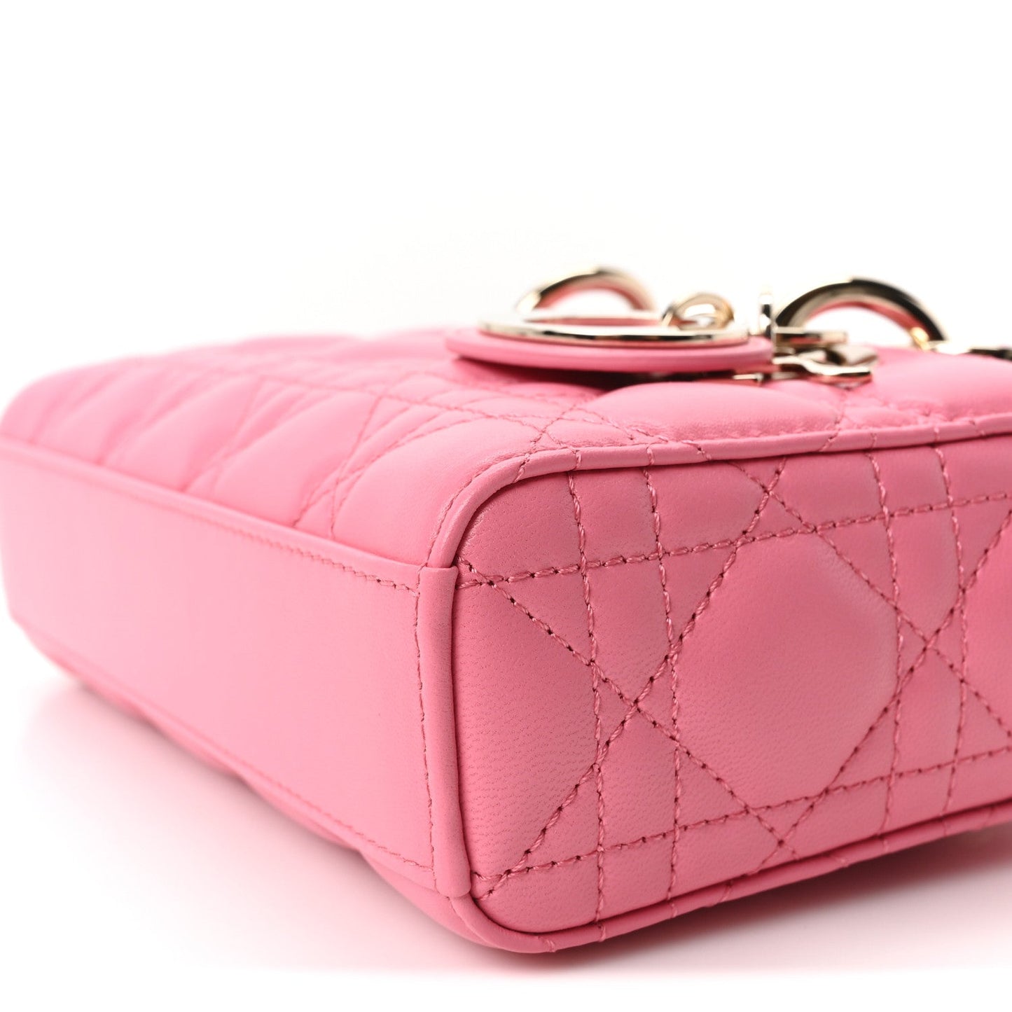 Lambskin Cannage Mini Lady D-Joy Fraise