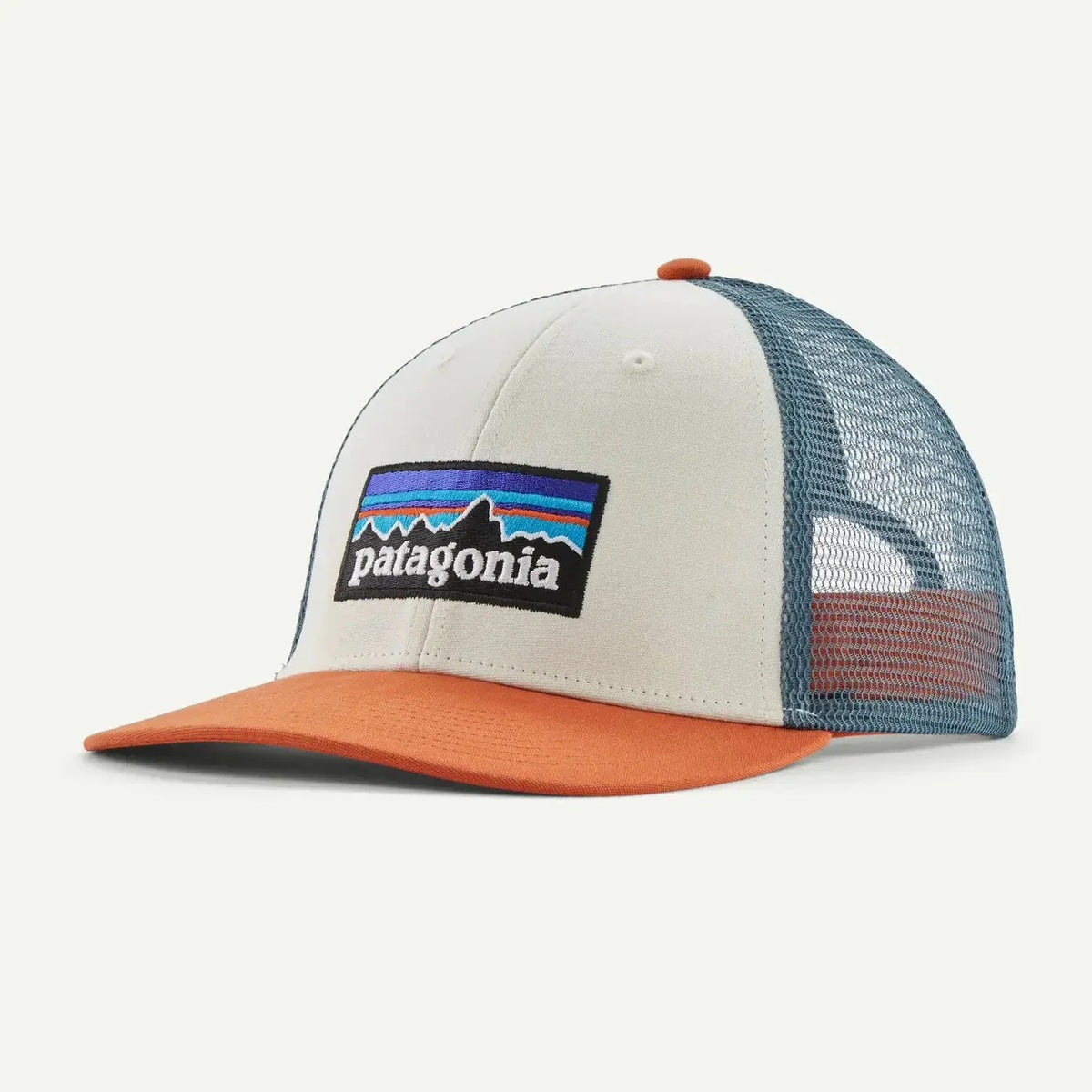 Patagonia P-6 Logo LoPro Trucker Hat – White with Redtail Rust