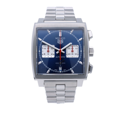 Tag Heuer Monaco Automatic Chronograph Blue Dial Silver Steel Strap Watch for Men - CBL2111.BA0644