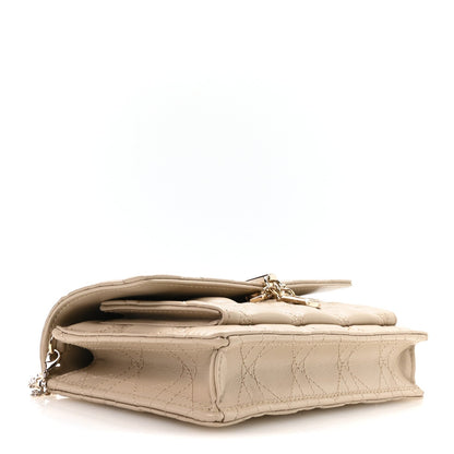 Lambskin Cannage Chain My Dior Daily Chain Pouch Powder Beige