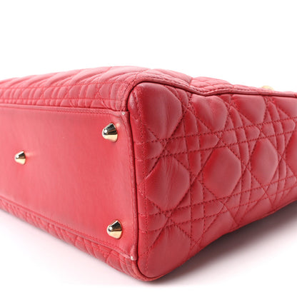 Lambskin Cannage Large Lady Dior Red