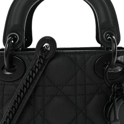 Ultra Matte Calfskin Cannage Mini Lady Dior Black