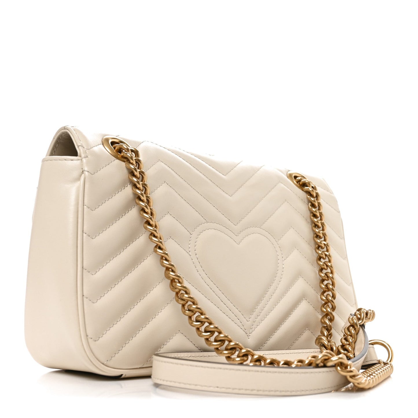 Calfskin Matelasse Small GG Marmont Shoulder Bag White