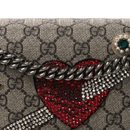 GG Supreme Monogram Suede Pierced Heart Embroidered Medium Dionysus Shoulder Bag Beige Ebony Pink Tropical Flower