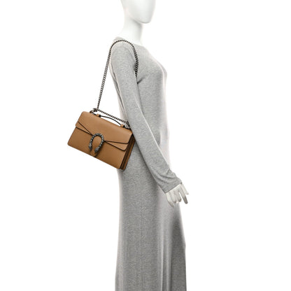 Dollar Calfskin Crystal Small Dionysus Shoulder Bag Natural Tan Black Diamond