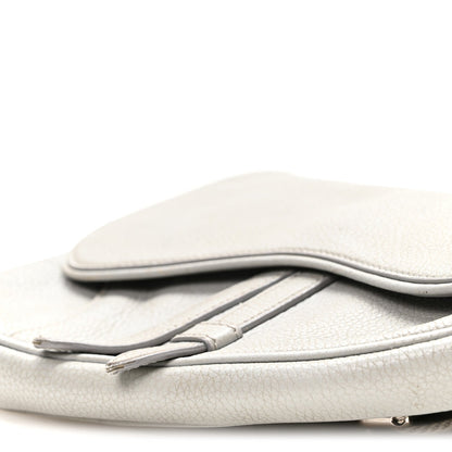 Grained Calfskin Mens Mini Saddle Bag Gray