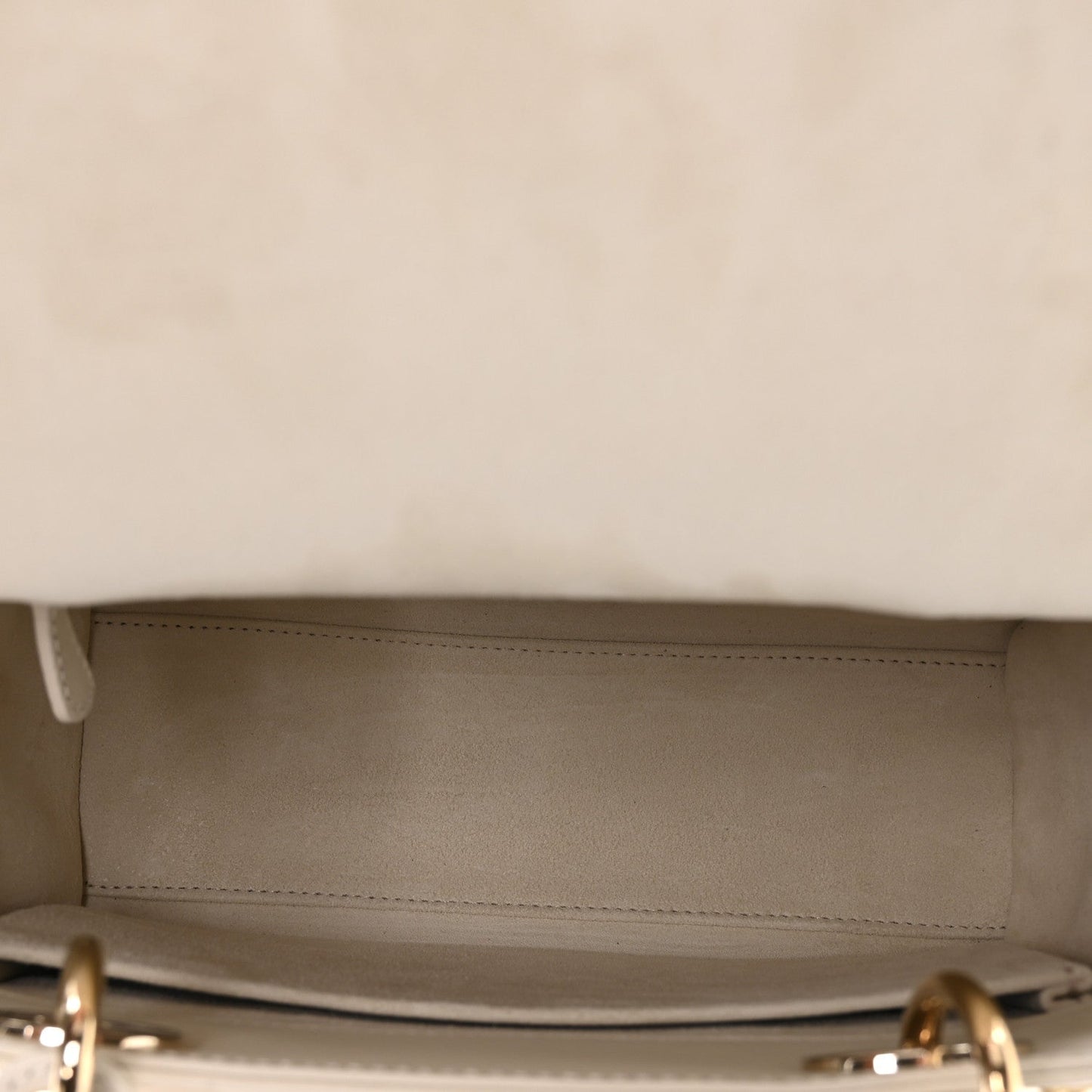 Calfskin Embroidered Medium Lady D-Lite White Gold
