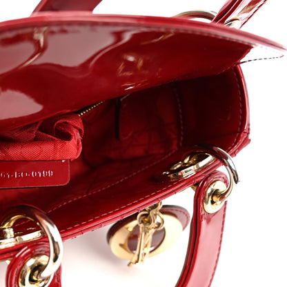 Patent Cannage Mini Lady Dior Red