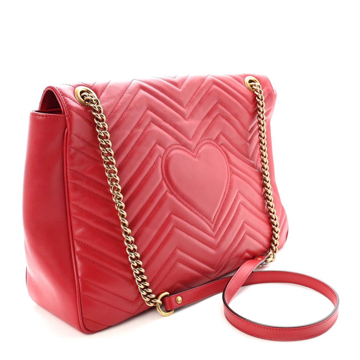 Calfskin Matelasse Large GG Marmont Shoulder Bag Hibiscus Red