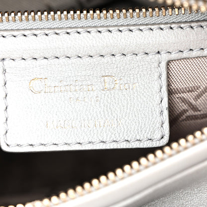 Pearly Lambskin Cannage Medium Lady Dior Grey