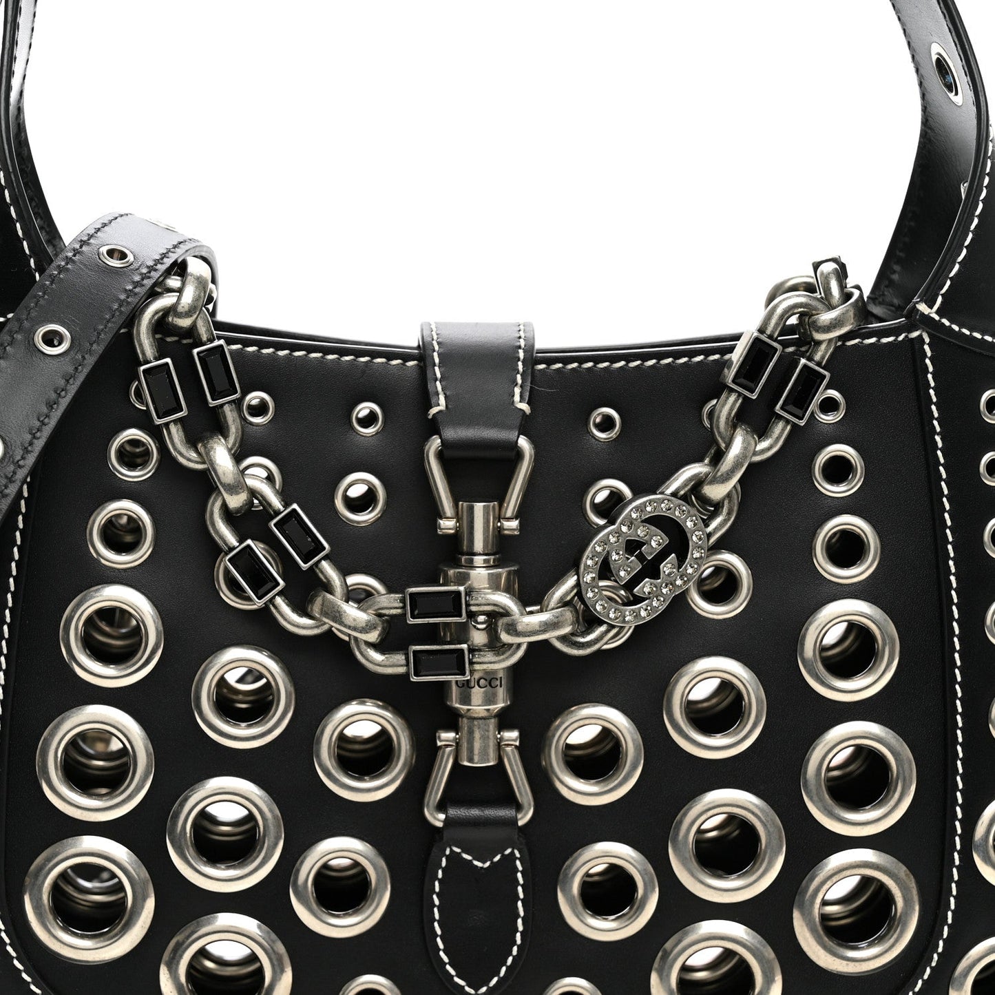 Calfskin Ha Ha Ha Jackie 1961 Eyelet Hobo Black