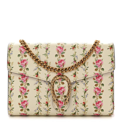 Calfskin Floral Print Mini Dionysus Chain Wallet Ivory Pink
