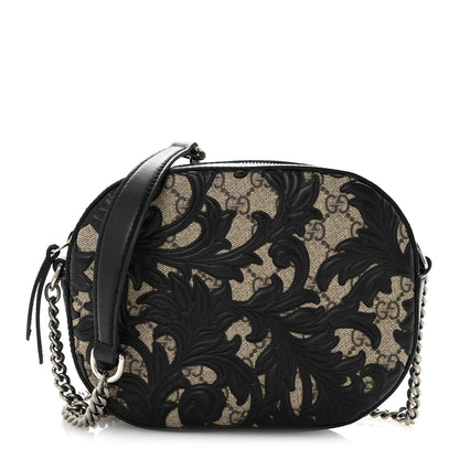 GG Supreme Monogram Arabesque Mini Chain Shoulder Bag Beige Black