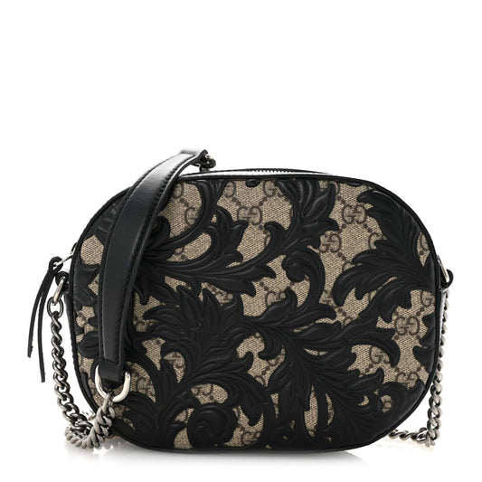 GG Supreme Monogram Arabesque Mini Chain Shoulder Bag Beige Black