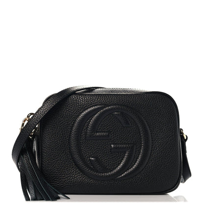 Pebbled Calfskin Small Soho Disco Bag Black
