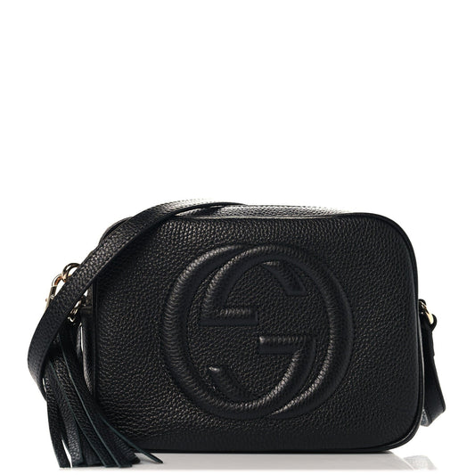 Pebbled Calfskin Small Soho Disco Bag Black