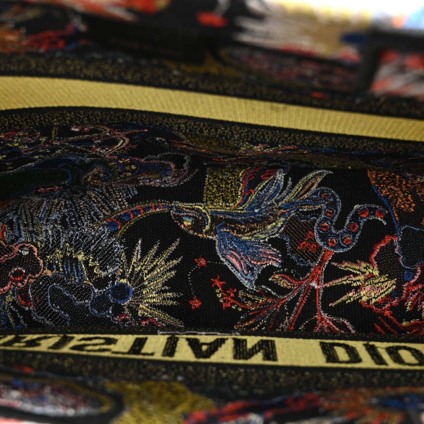 Canvas Zodiac Fantastico Embroidered Medium Book Tote Black Multicolor