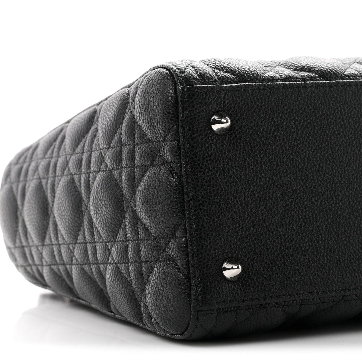 Grained Calfskin Cannage Medium Lady Dior Black