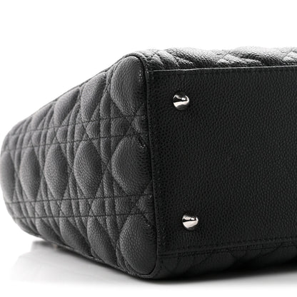 Grained Calfskin Cannage Medium Lady Dior Black