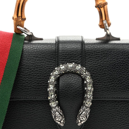 Dollar Calfskin Crystal Web Mini Dionysus Bamboo Top Handle Bag Black Black Diamond