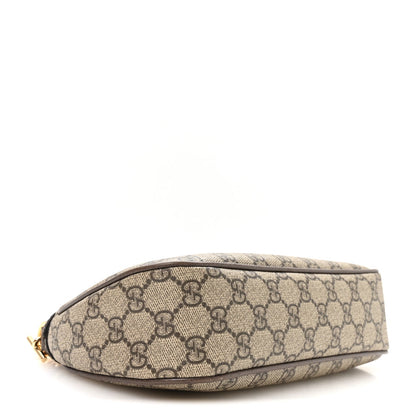 GG Supreme Monogram Textured Dollar Calfskin Web Small Ophidia GG Handbag Beige Ebony New Acero
