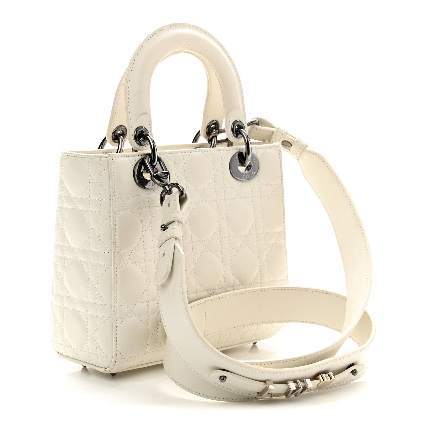 Lambskin Cannage Small My ABCDior Lady Dior White