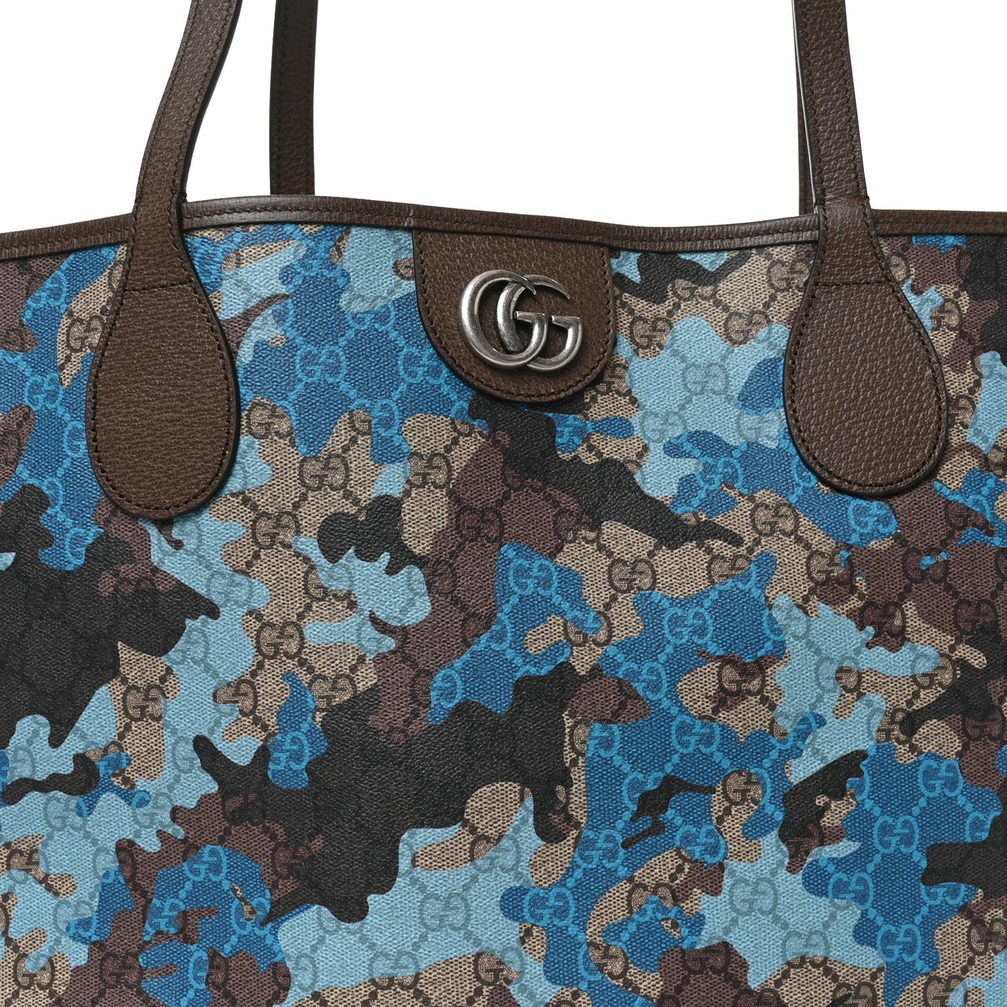 GG Supreme Monogram Camouflage Print Large Tote Beige Ebony New Acero Blue