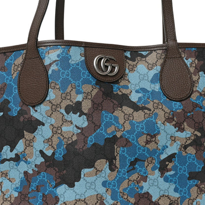 GG Supreme Monogram Camouflage Print Large Tote Beige Ebony New Acero Blue