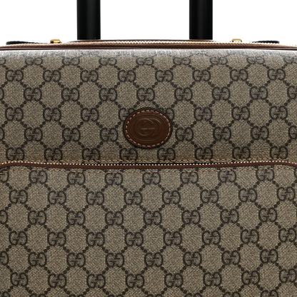 GG Supreme Monogram Azalea Calfskin Retro Interlocking G Small Savoy Cabin Trolley Beige Ebony Brown Sugar